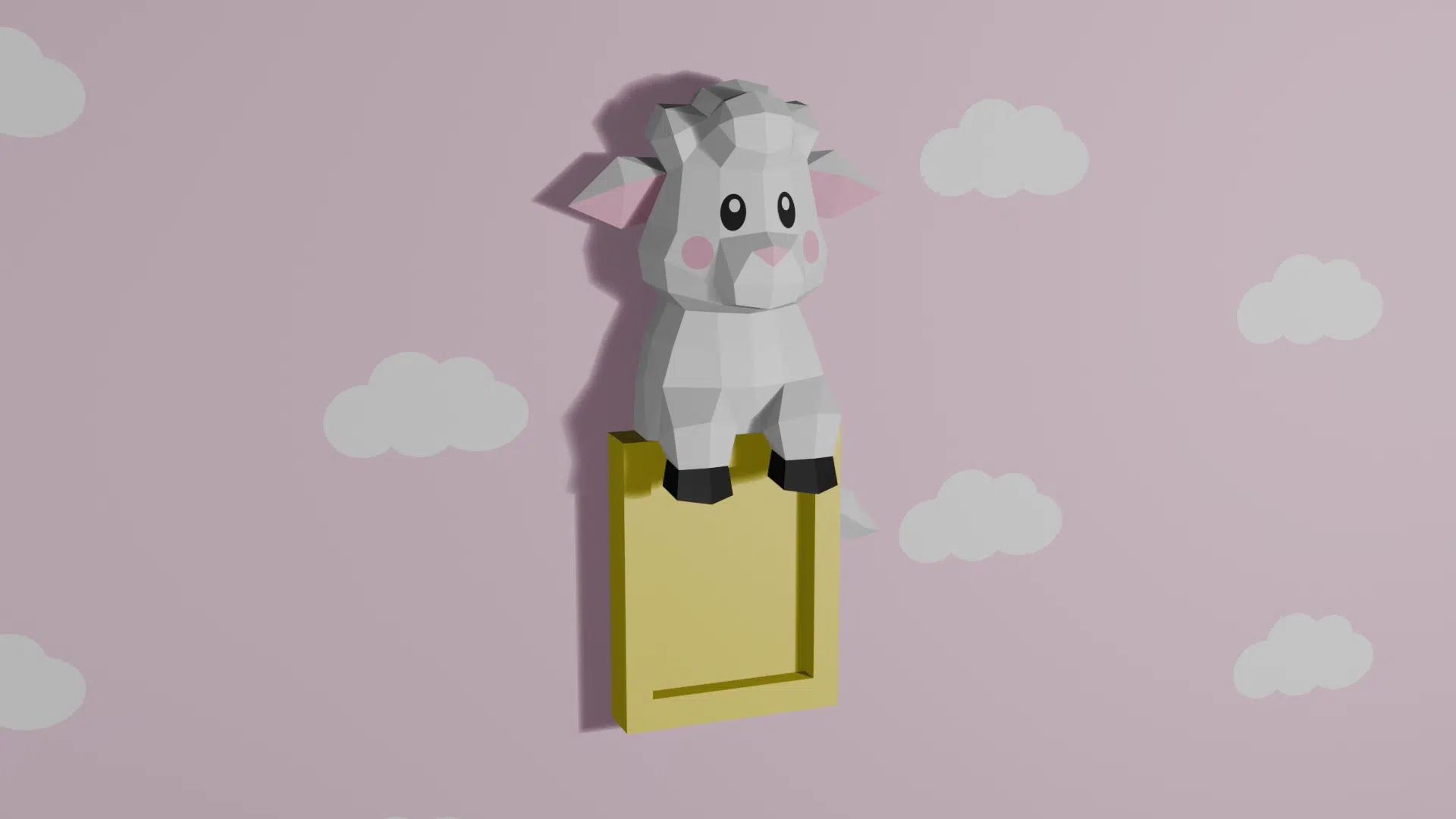 Schattig 3D-origami schaap als muurdecoratie, weergave 4
