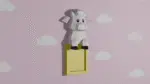 Schattig 3D-origami schaap als muurdecoratie, weergave 3