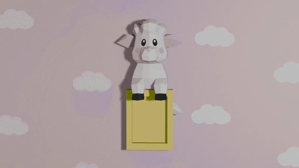 Schattig 3D-origami schaap als muurdecoratie, weergave 2