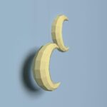 Papercraft de lua mural em origami 3D