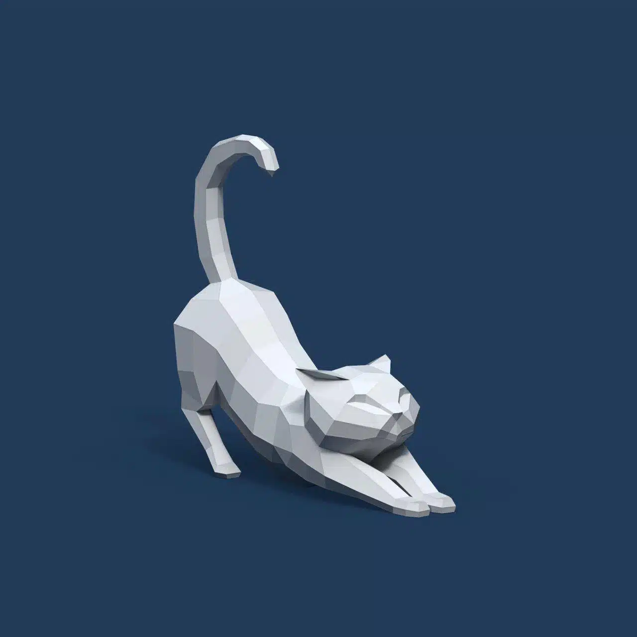 3D Origami Rekende Kat Papercraft, weergave 4