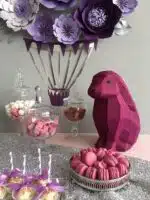 Papercraft de conejo sentado en origami 3D, detalle