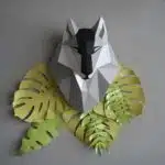 Papercraft tête de loup grise en origami 3D