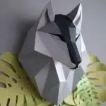 Papercraft tête de loup grise en origami 3D