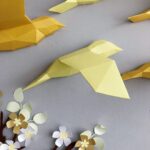 Papercraft flying birds in 3D origami