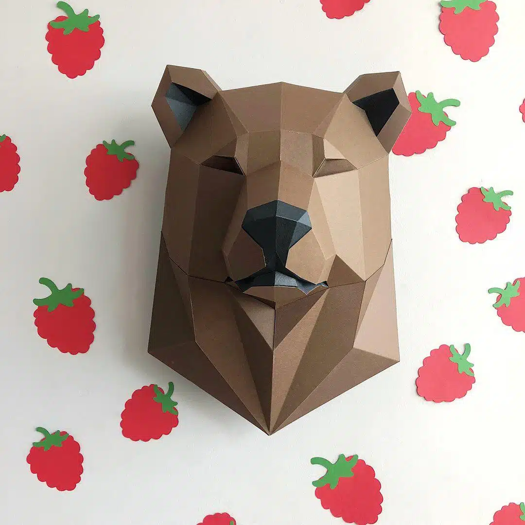 Papercraft wilde dieren in origami 3D, weergave 5