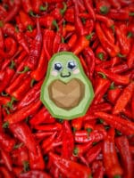 Papercraft avocado with heart in origami 3D