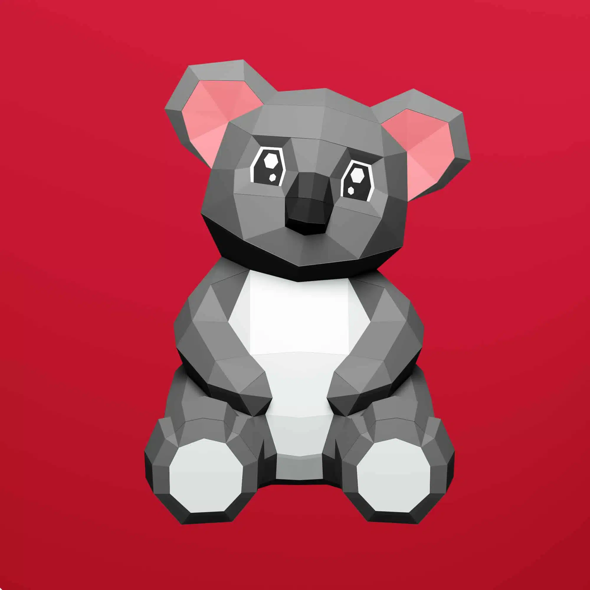 Papercraft di cucciolo di koala in origami 3D, vista 2
