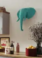 Papercraft de cabeça de elefante vermelha em origami 3D