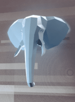 Papercraft elephant head in origami 3D