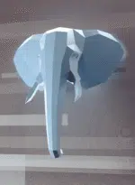 Papercraft de cabeça de elefante vermelha em origami 3D