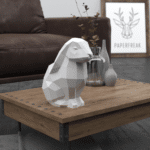 Papercraft de coelho sentado em origami 3D