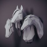 Papercraft de caballo árabe en origami 3D