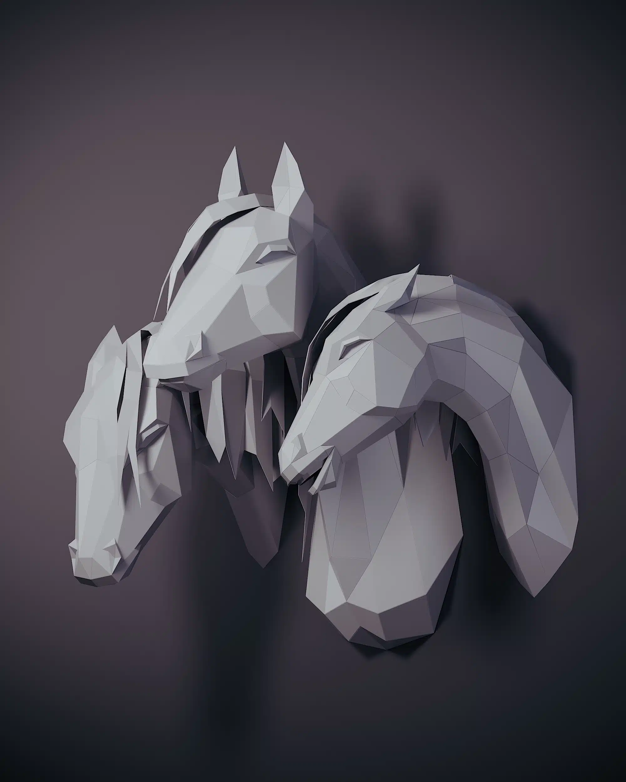 Papercraft tête de cheval arabe épurée en origami 3D, vue 8