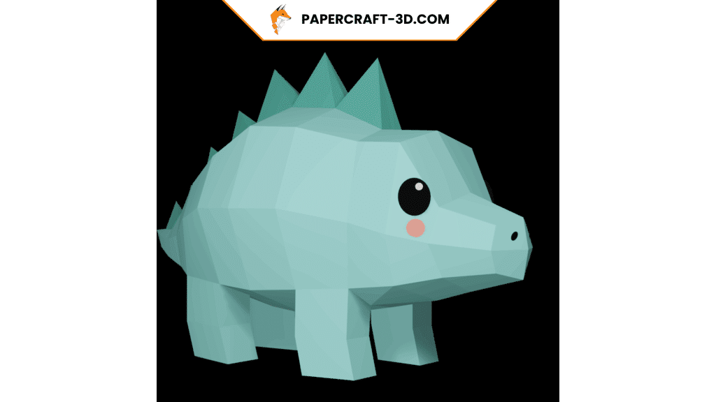 Papercraft de dinossauro estegossauro em origami 3D