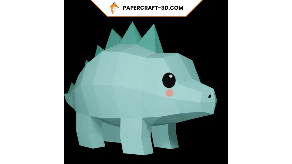 Mooie stegosaurus papercraft in 3D-origami, weergave 2