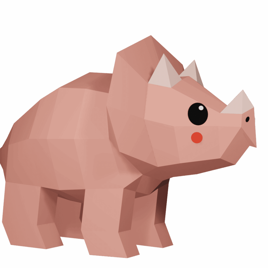 Papercraft triceratops in 3D origami