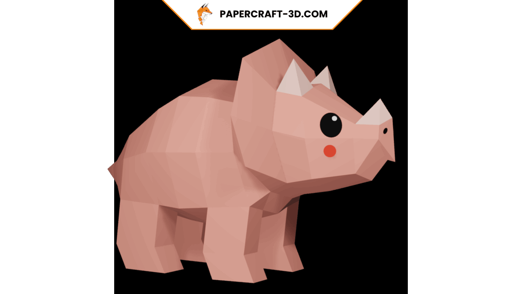 Papercraft triceratops in 3D origami