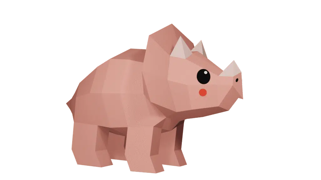 Triceratops 3D origami papercraft, weergave 2