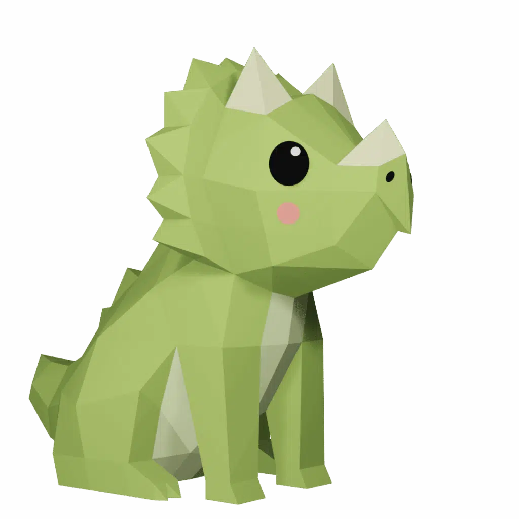 Papercraft dinosaur in 3D origami