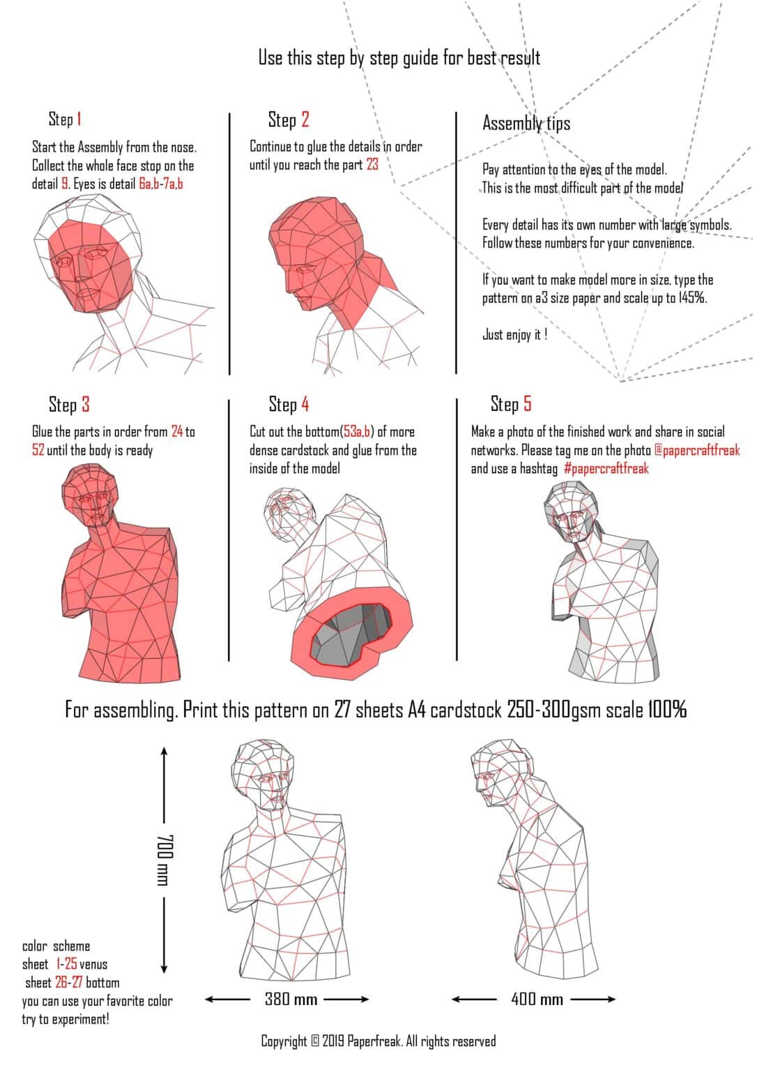 Papercraft d'origami 3D Venus de Milo