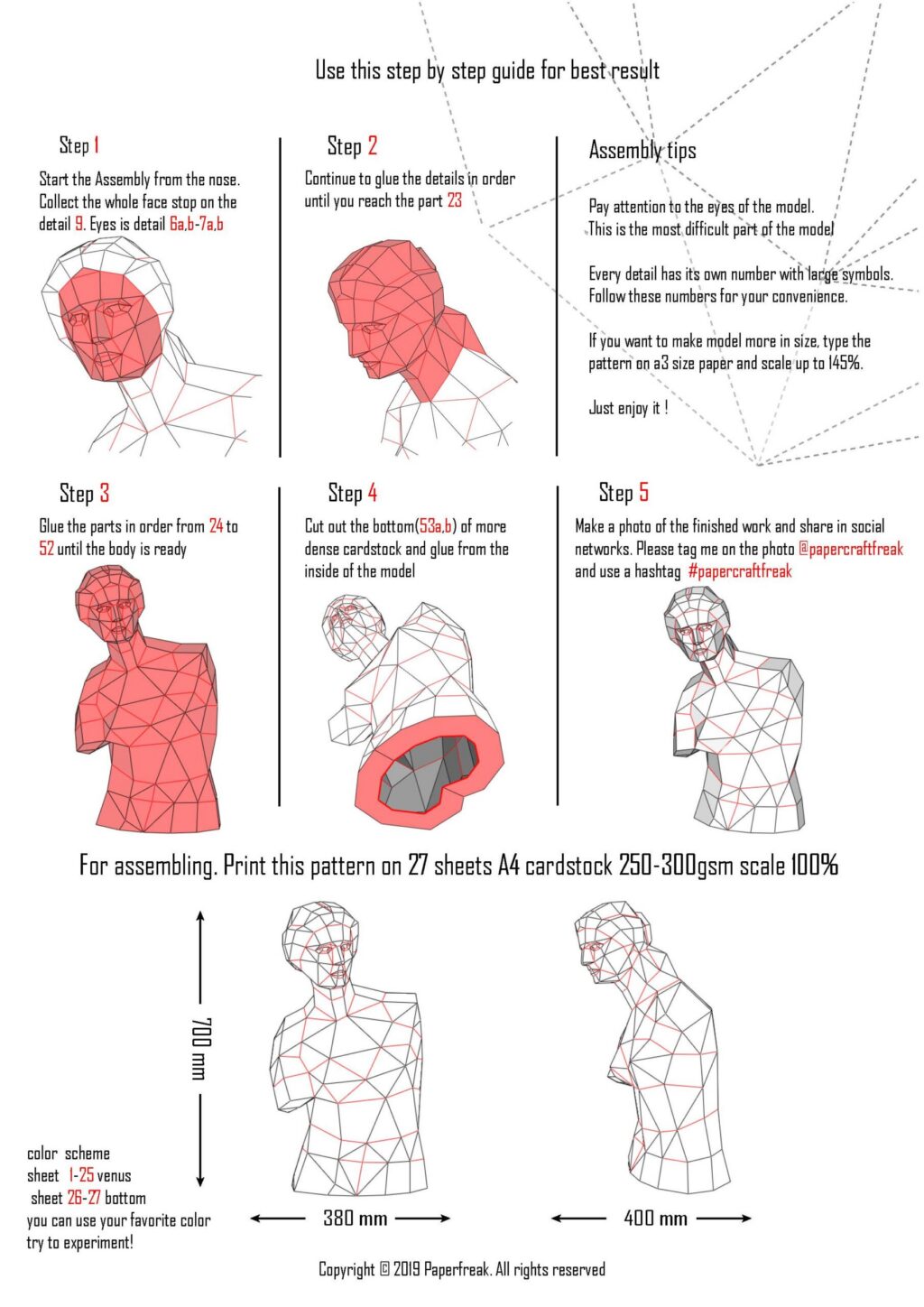 Papercraft d'origami 3D Venus de Milo