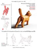 Papercraft of walking cat in 3D origami