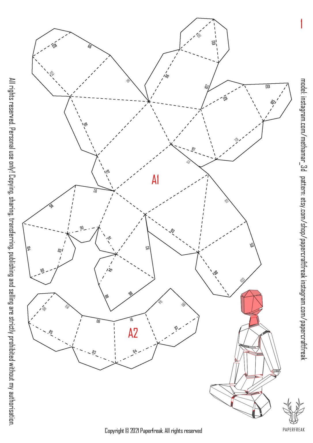 Papercraft de meninas em meditação vipassana em origami 3D