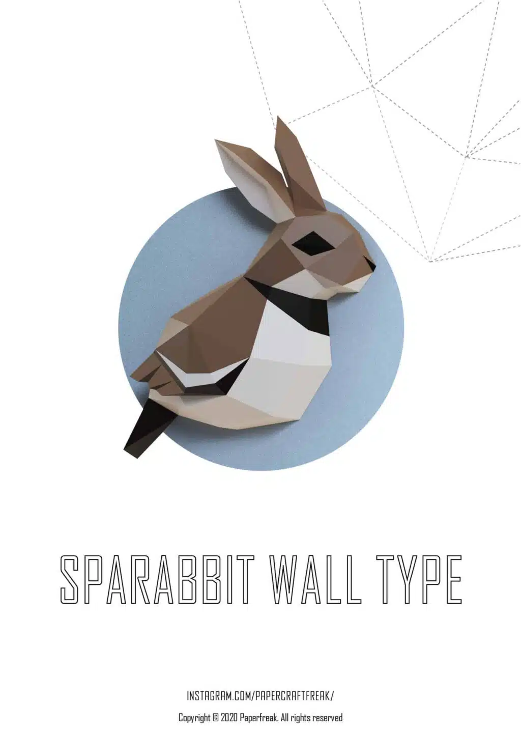 Vogel en konijn papercraft 3D origami, weergave 3