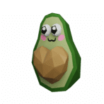 Papercraft avocado with heart in origami 3D