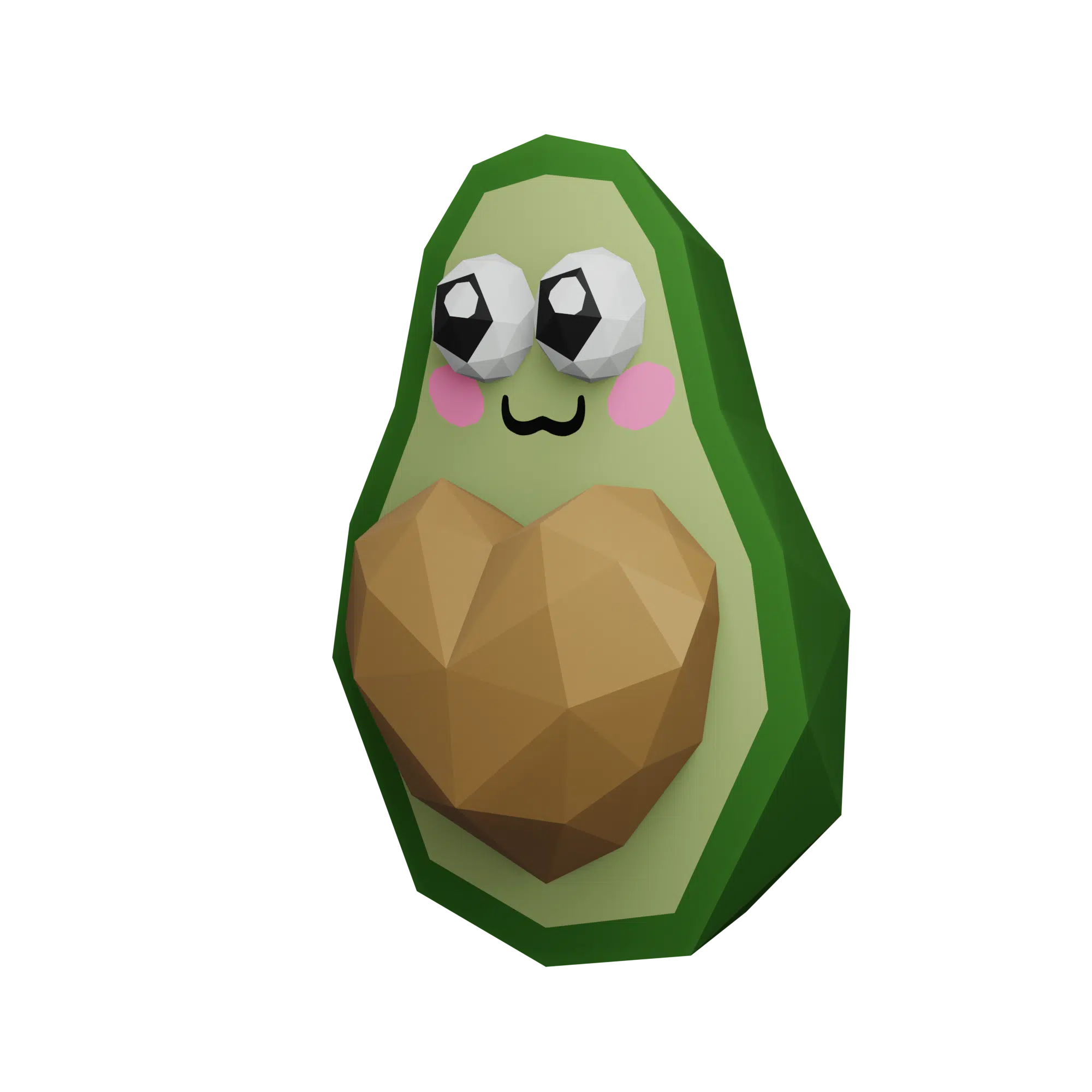 Papercraft avocado met hart in 3D origami, weergave 9