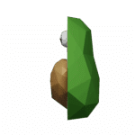 Papercraft avocado with heart in origami 3D