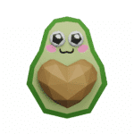 Papercraft avocado with heart in origami 3D