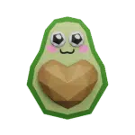 Papercraft avocado met hart in 3D origami, weergave 7
