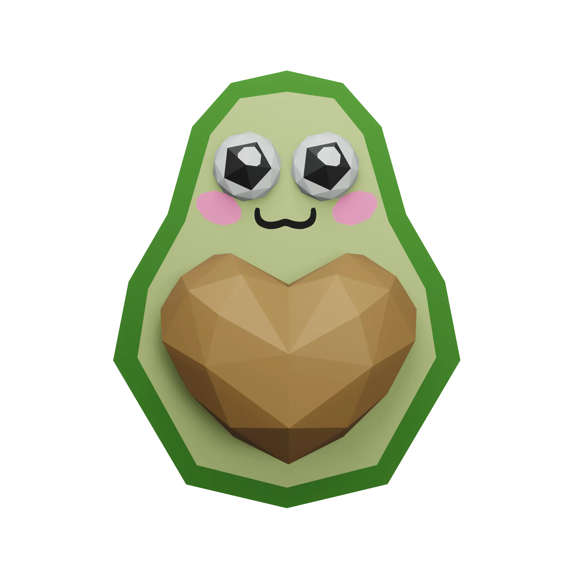 Papercraft avocado met hart in 3D origami, weergave 7