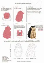 Bruine egel papercraft 3D origami, weergave 3