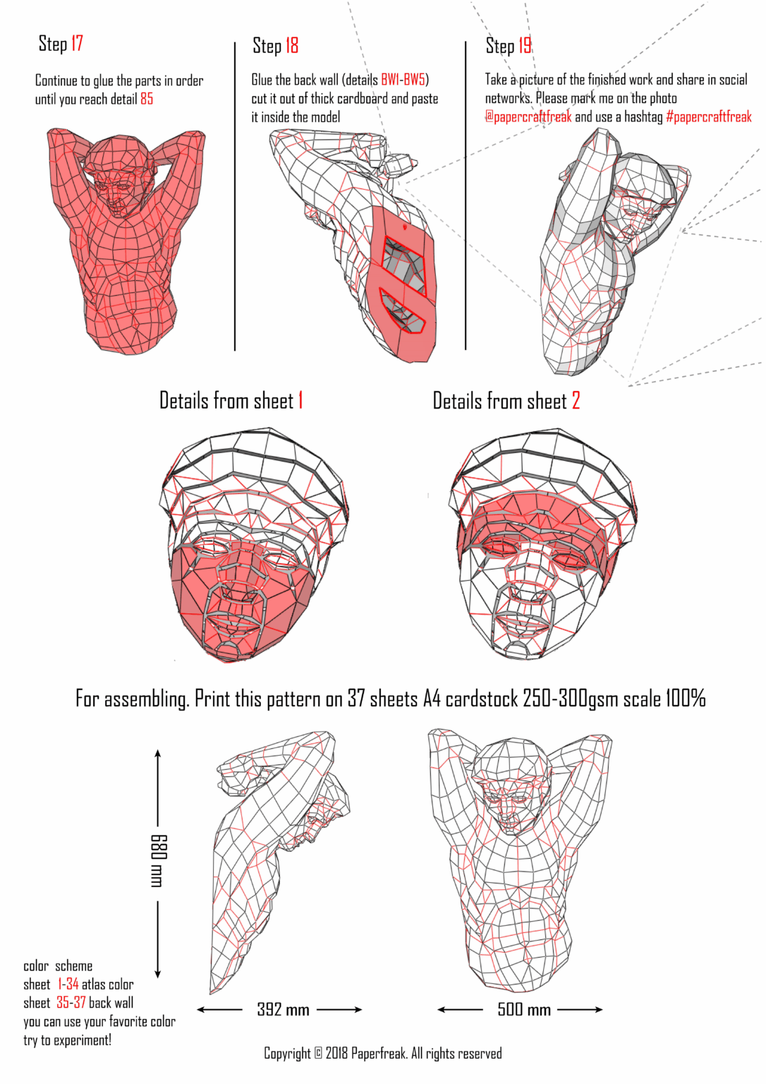 Papercraft d'Atlas en origami 3D