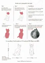 Zittende kat in 3D-origami papercraft, weergave 3
