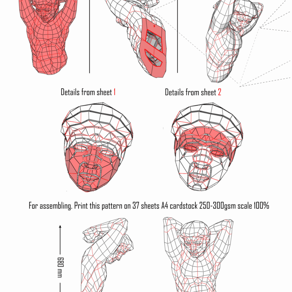 Papercraft of Atlas in 3D origami