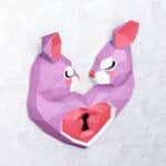 Papercraft heart rabbit in 3D origami