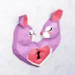 3D origami konijn hart vouwset, weergave 5