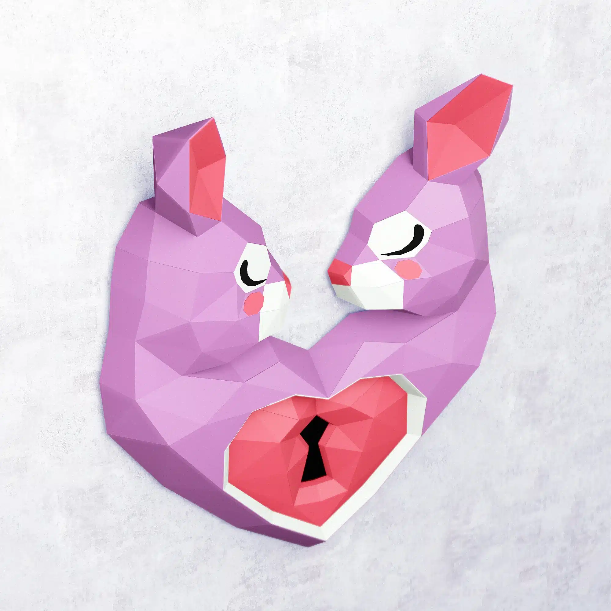 3D origami konijn hart vouwset, weergave 5