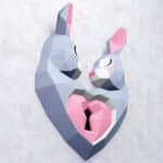 Papercraft heart rabbit in 3D origami