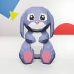 Papercraft de coelho grande em origami 3D