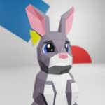 Papercraft cute rabbit in 3D origami