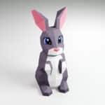 Papercraft cute rabbit in 3D origami