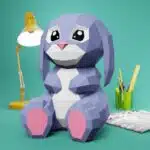 Grote 3D-origami konijn in papercraft, weergave 8