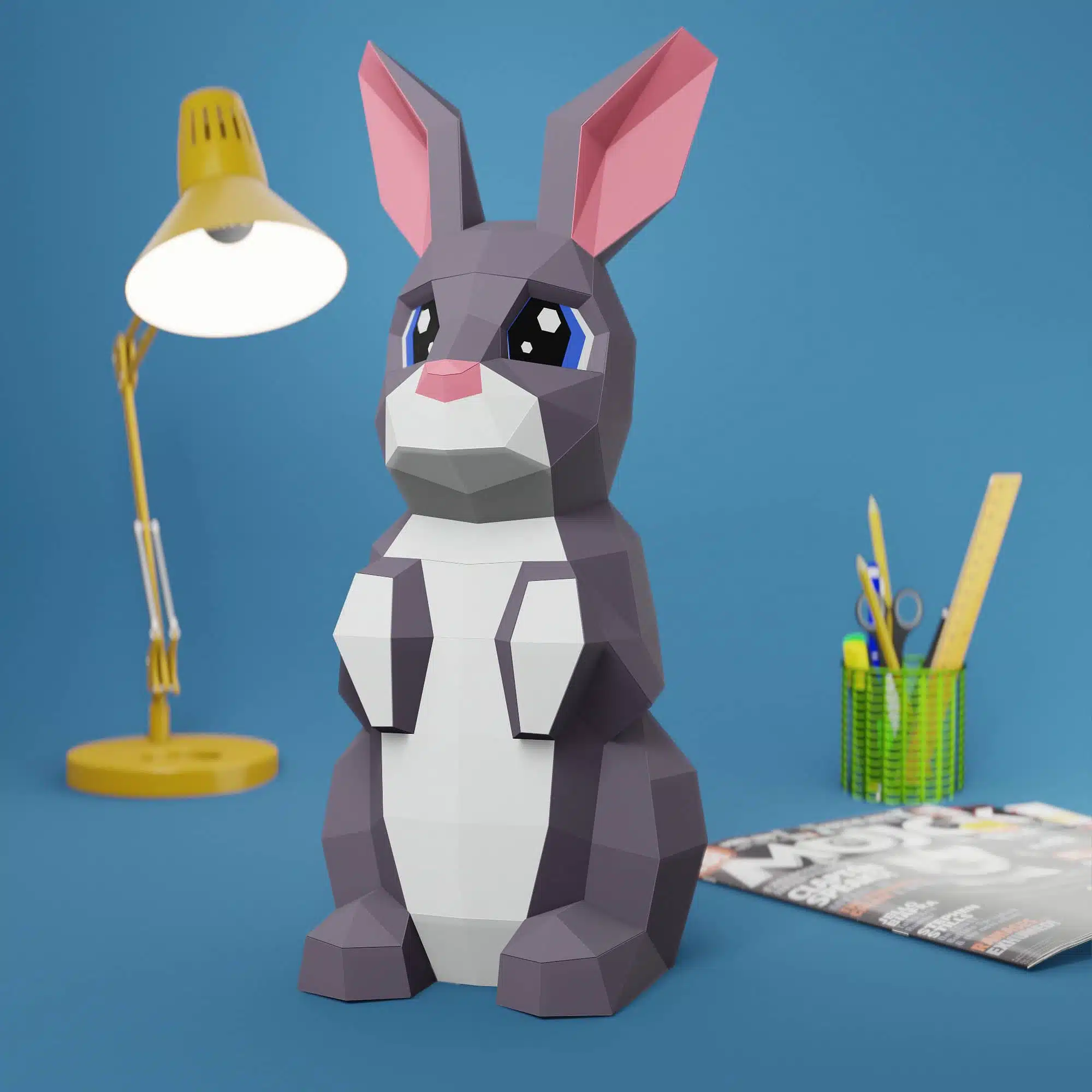 Schattig kawaii konijn papercraft origami 3D, weergave 9