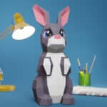 Papercraft cute rabbit in 3D origami