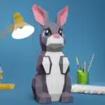 Schattig kawaii konijn papercraft origami 3D, weergave 8